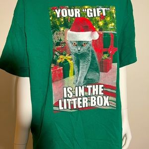 Cat Tee Holiday Christmas Cat Shirt XL